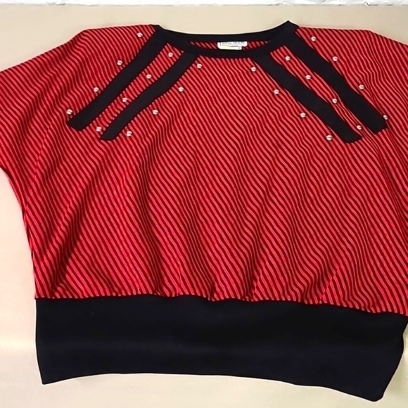 Amy Jess AUTHENIC 80s NWT Top Red and Black - Picture 6 of 8